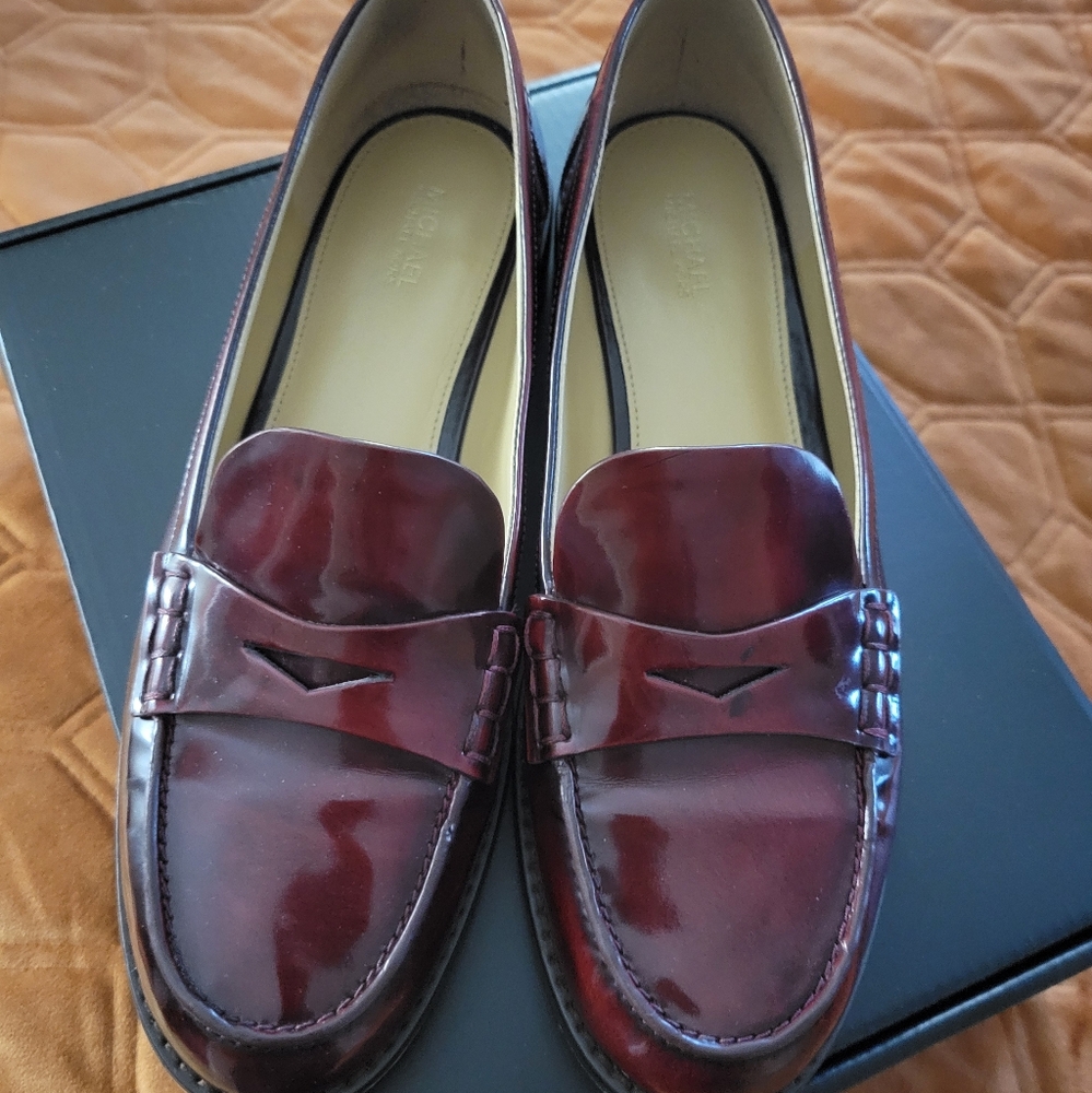 Michael Kors Burgundy Penny Loafers